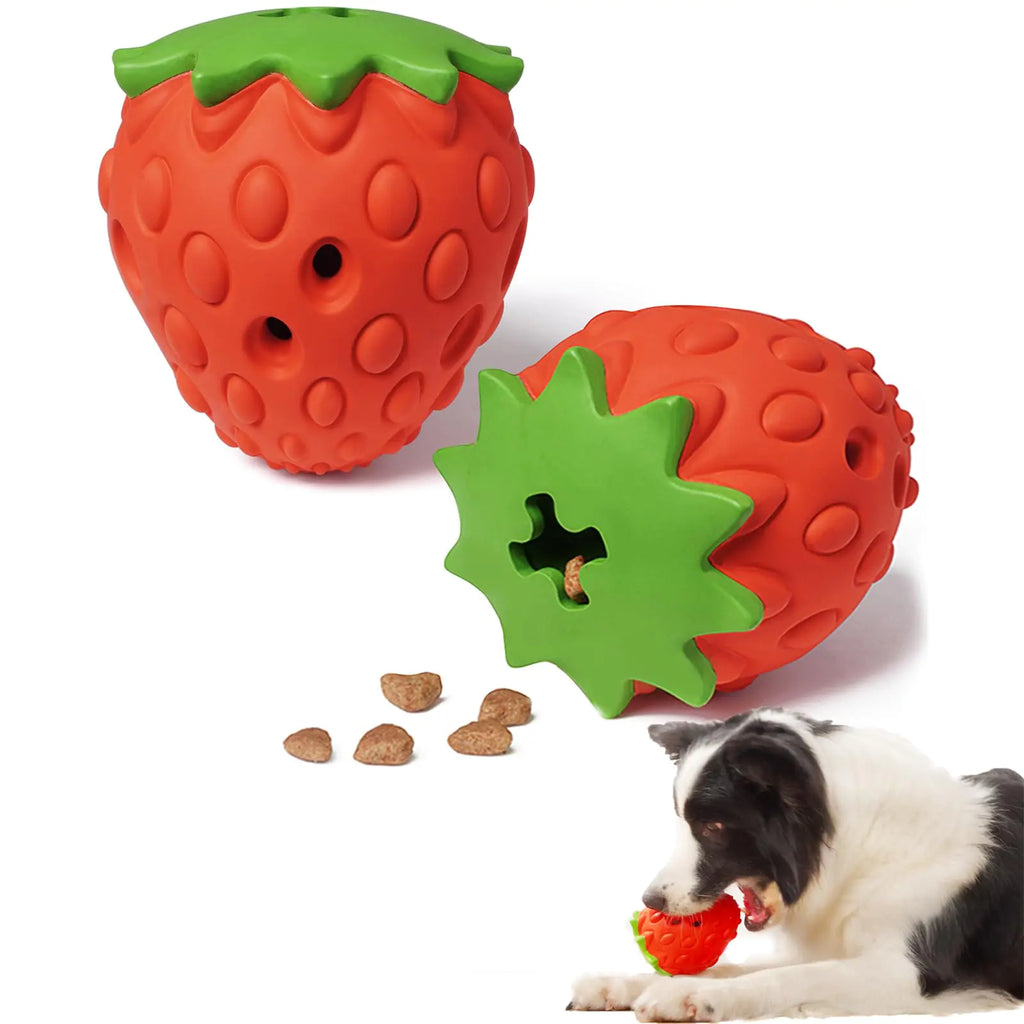 MITOCAPY Strawberry Dog Puzzle Toy Interactive Dog Toys for Small Medium Large Dogs Treat Dispensing Dog Toys Dog Chew Toys for Moderate Chewers Dog (Red)