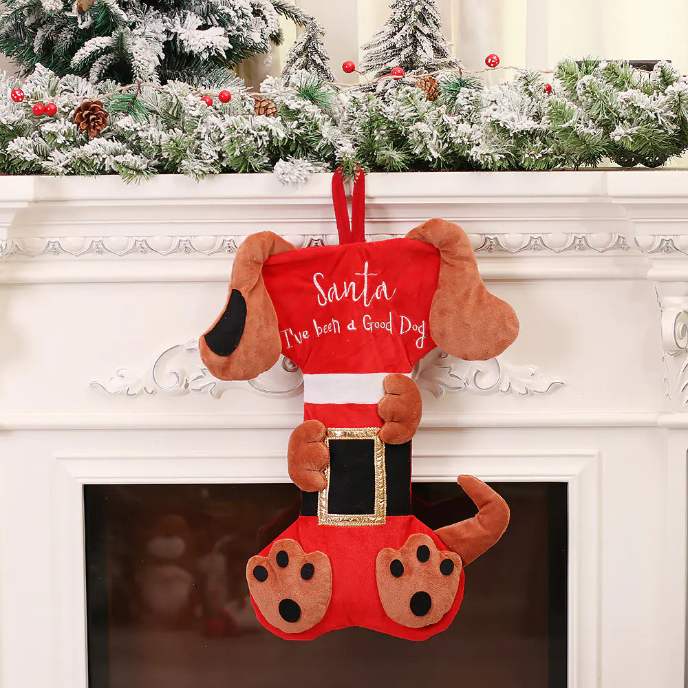Cartoon Cat and Dog Christmas Tree Candy Bag