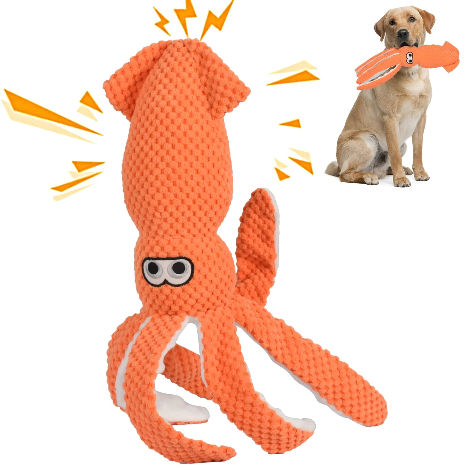 SUNKYPUP Dog Squeaky Toys/Large Dog Toys/Plush Dog Toys/Big Dog Toys/Stuffed Dog Toys/Dog Toys for Large Dogs/Durable Dog Toys/Puppy Chew Toys/Dog Chew Toys for Small Medium Large Dogs (Orange)