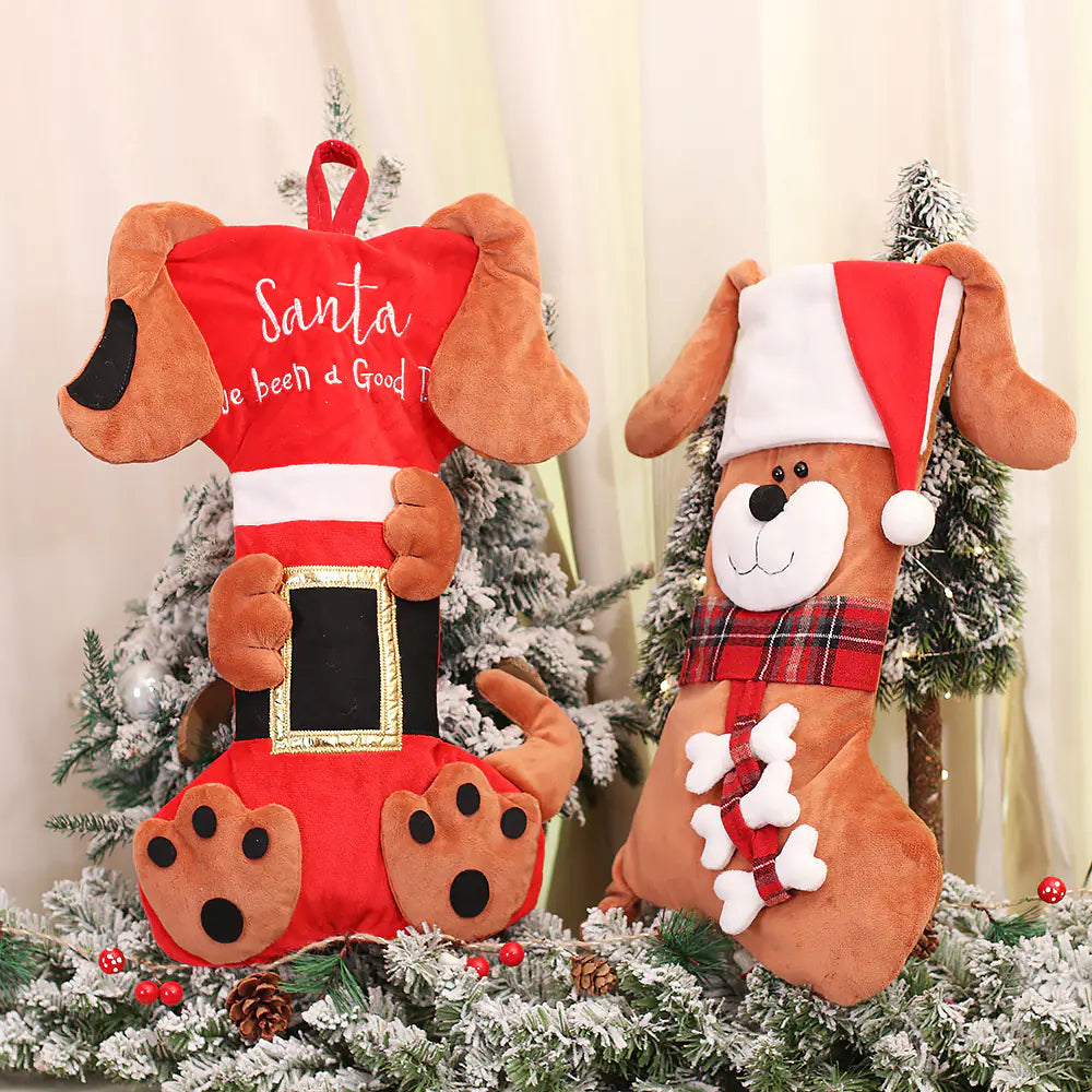Cartoon Cat and Dog Christmas Tree Candy Bag
