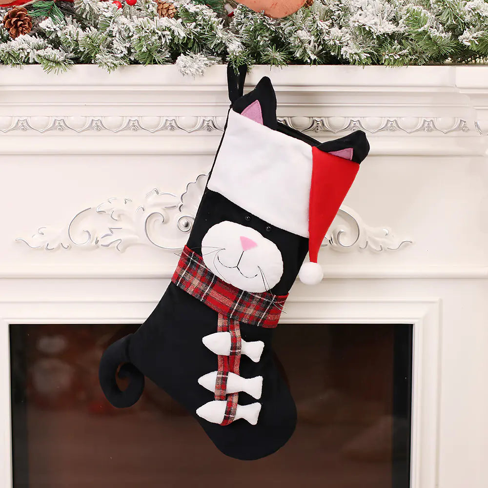Cartoon Cat and Dog Christmas Tree Candy Bag