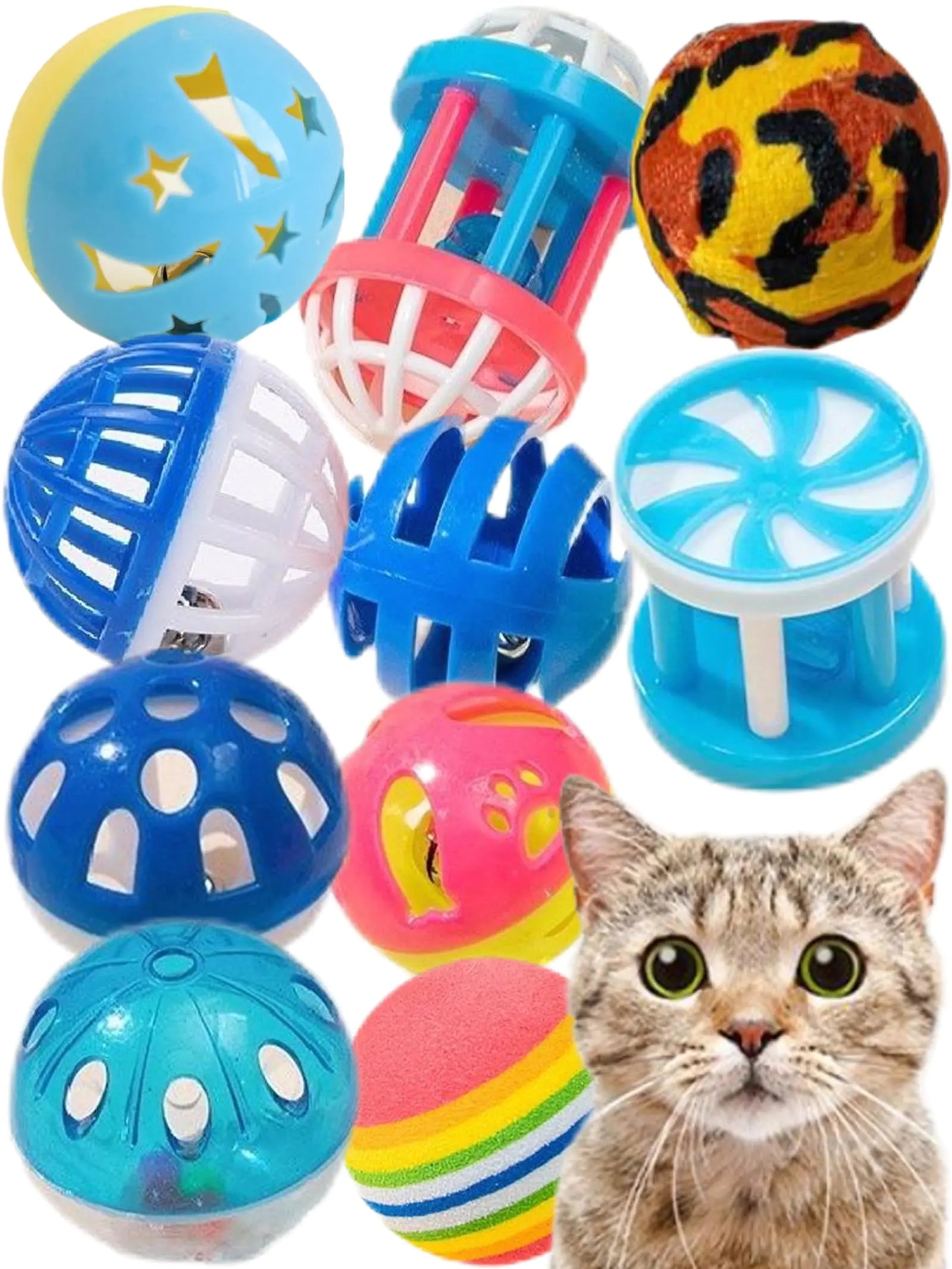 HEUHAI 10-Pack Cat Balls Toys - Colorful Bell Balls for Endless Fun - Cat Toys Balls Set for Indoor Cats