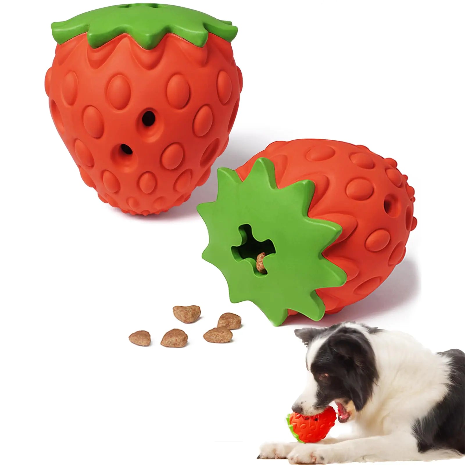 MITOCAPY Strawberry Dog Puzzle Toy Interactive Dog Toys for Small Medium Large Dogs Treat Dispensing Dog Toys Dog Chew Toys for Moderate Chewers Dog (Red)